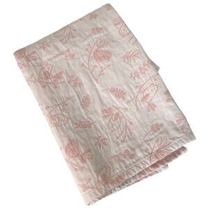 Peacock Alley Bird Print Baby Girls Blanket Pink & White Cotton Made In Portugal